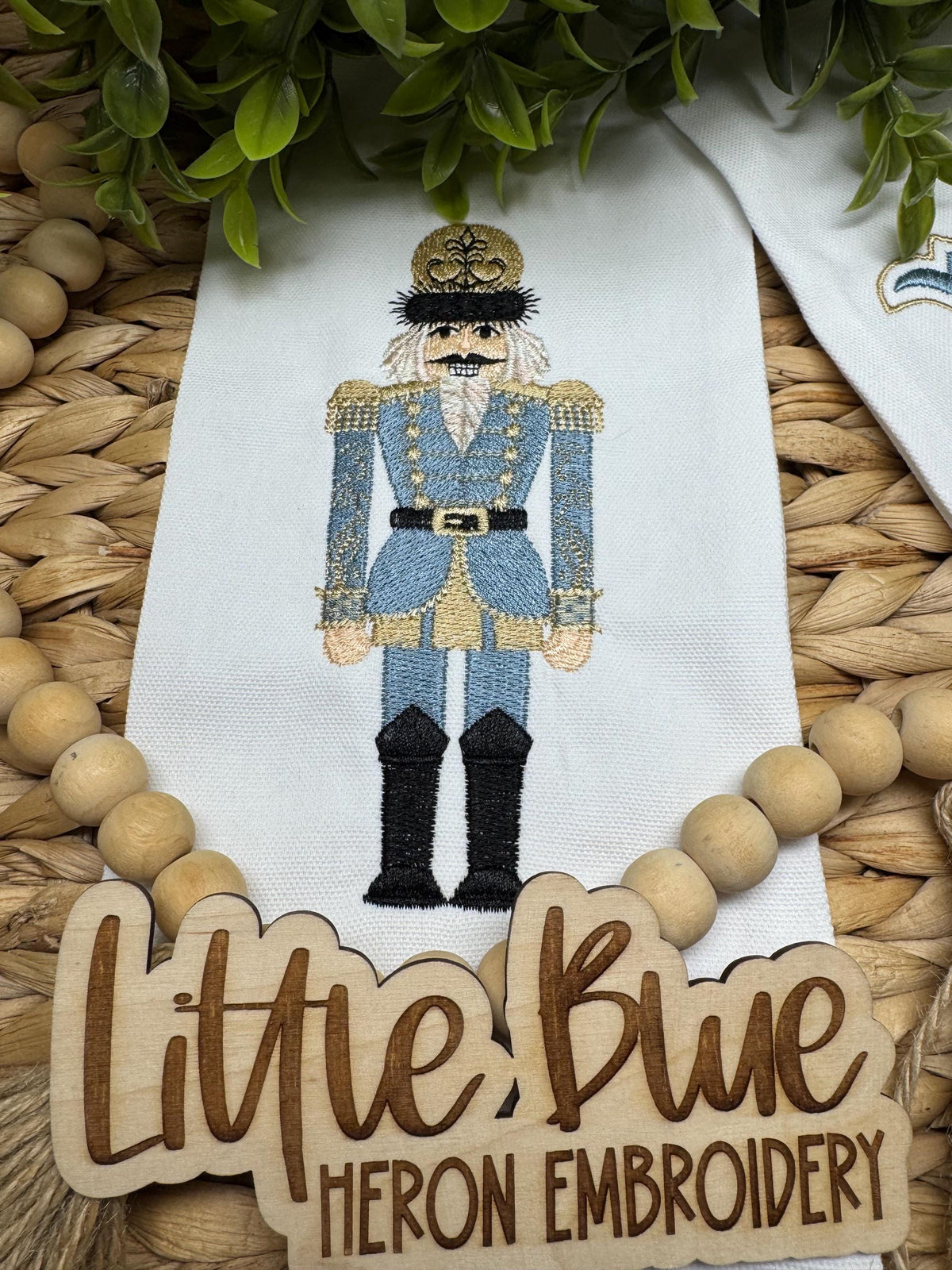 Blue Toile Nutcracker Wreath Sash