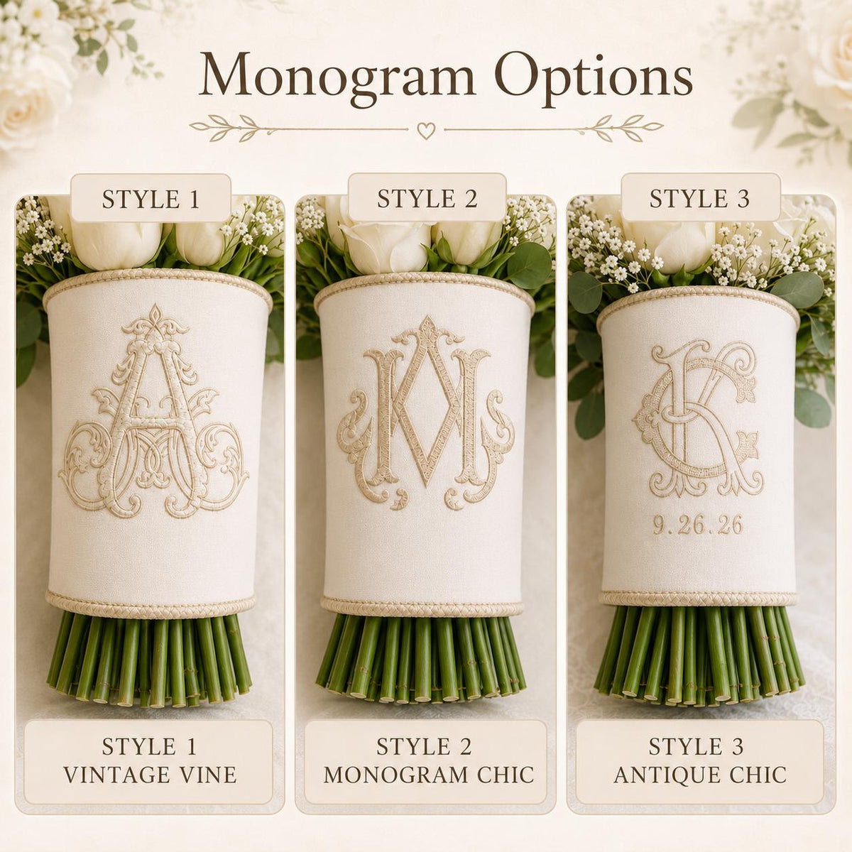Monogrammed Wedding Bouquet Wrap