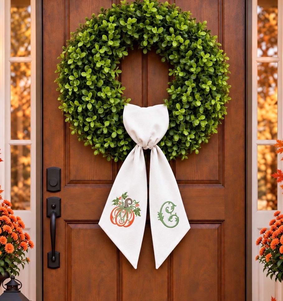 Monogrammed Pumpkin Wreath Sash