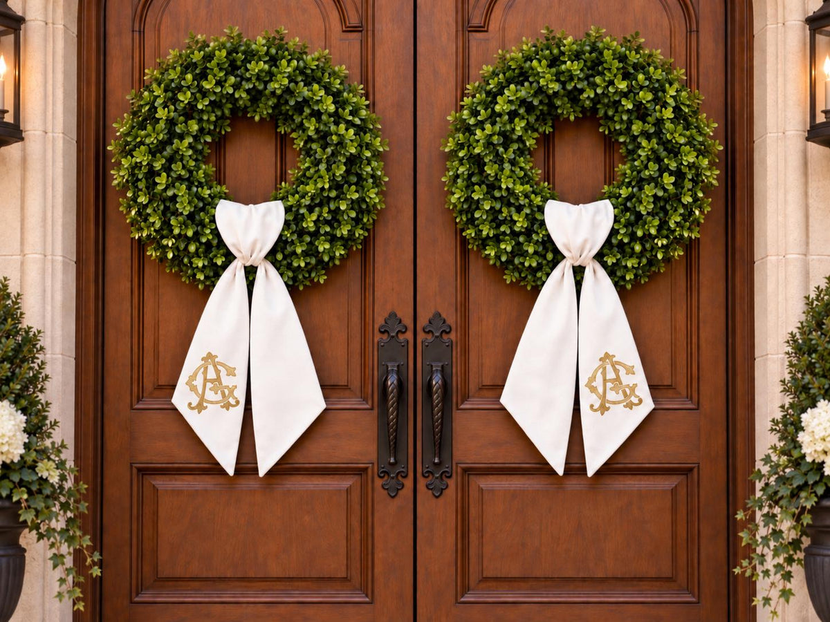 Wedding Double Door Wreath Sash Set