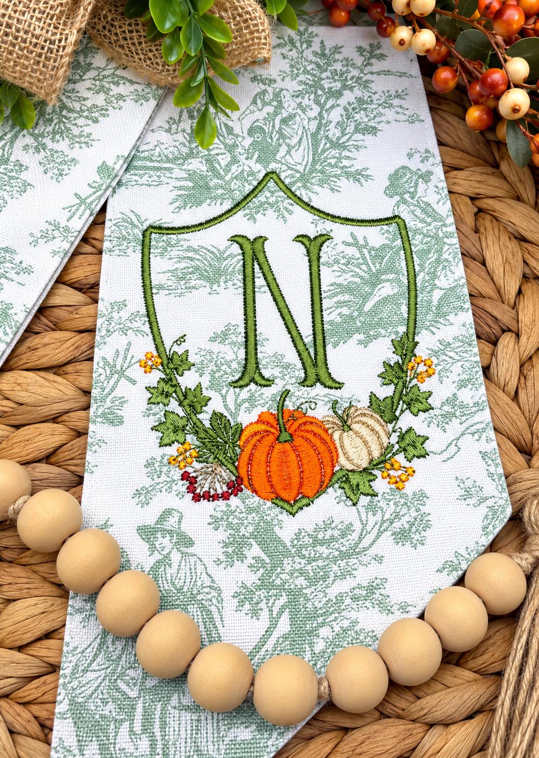 Fall Pumpkin Crest Wreath Sash