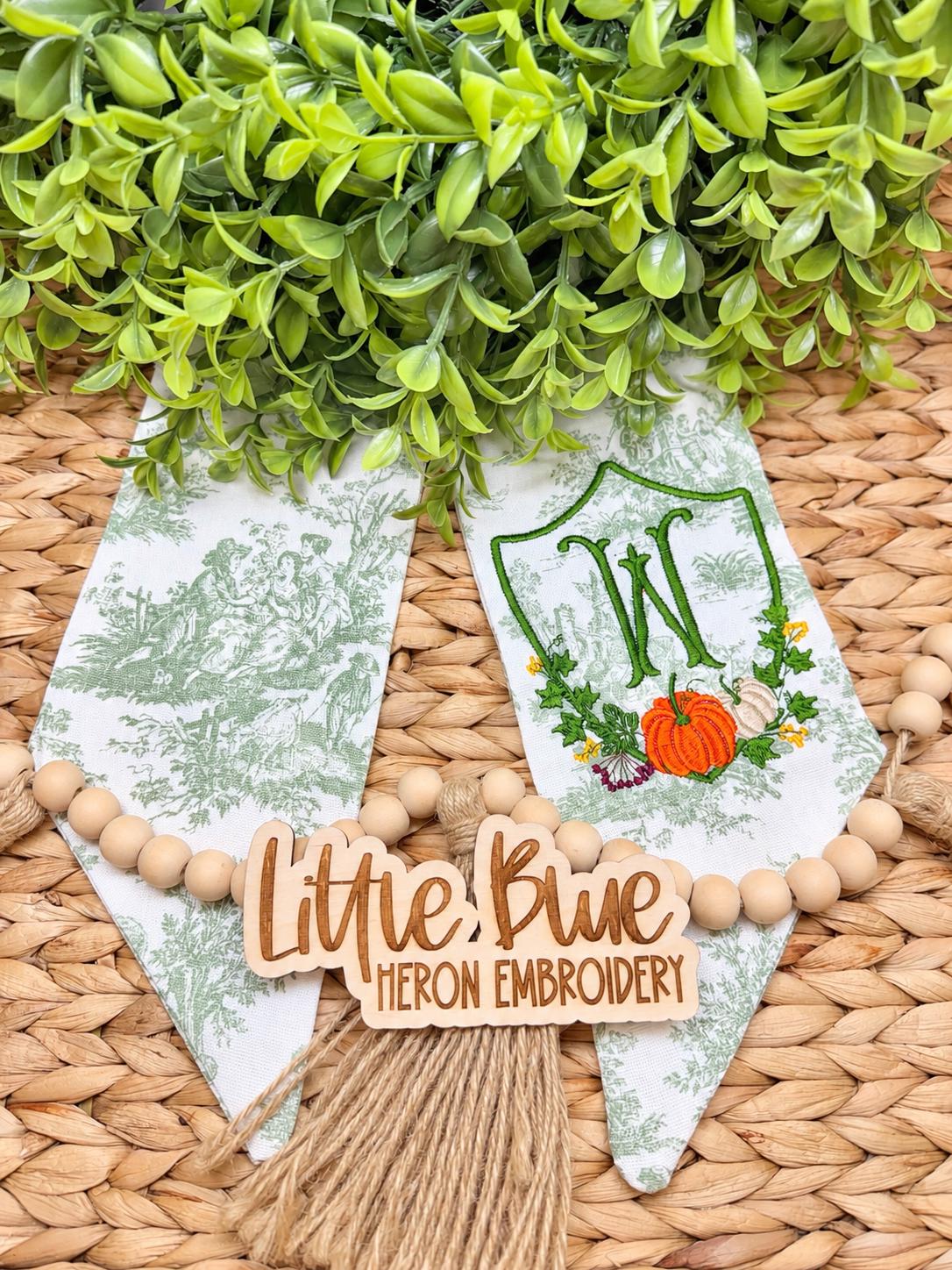 Fall Pumpkin Crest Wreath Sash