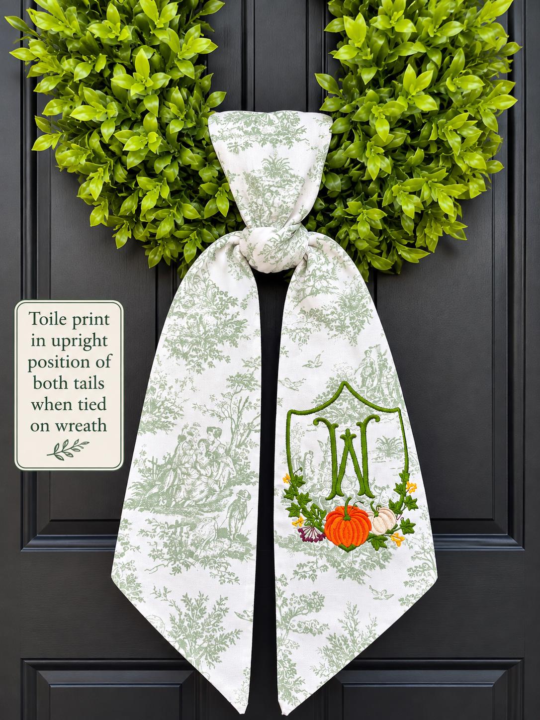 Fall Pumpkin Crest Wreath Sash