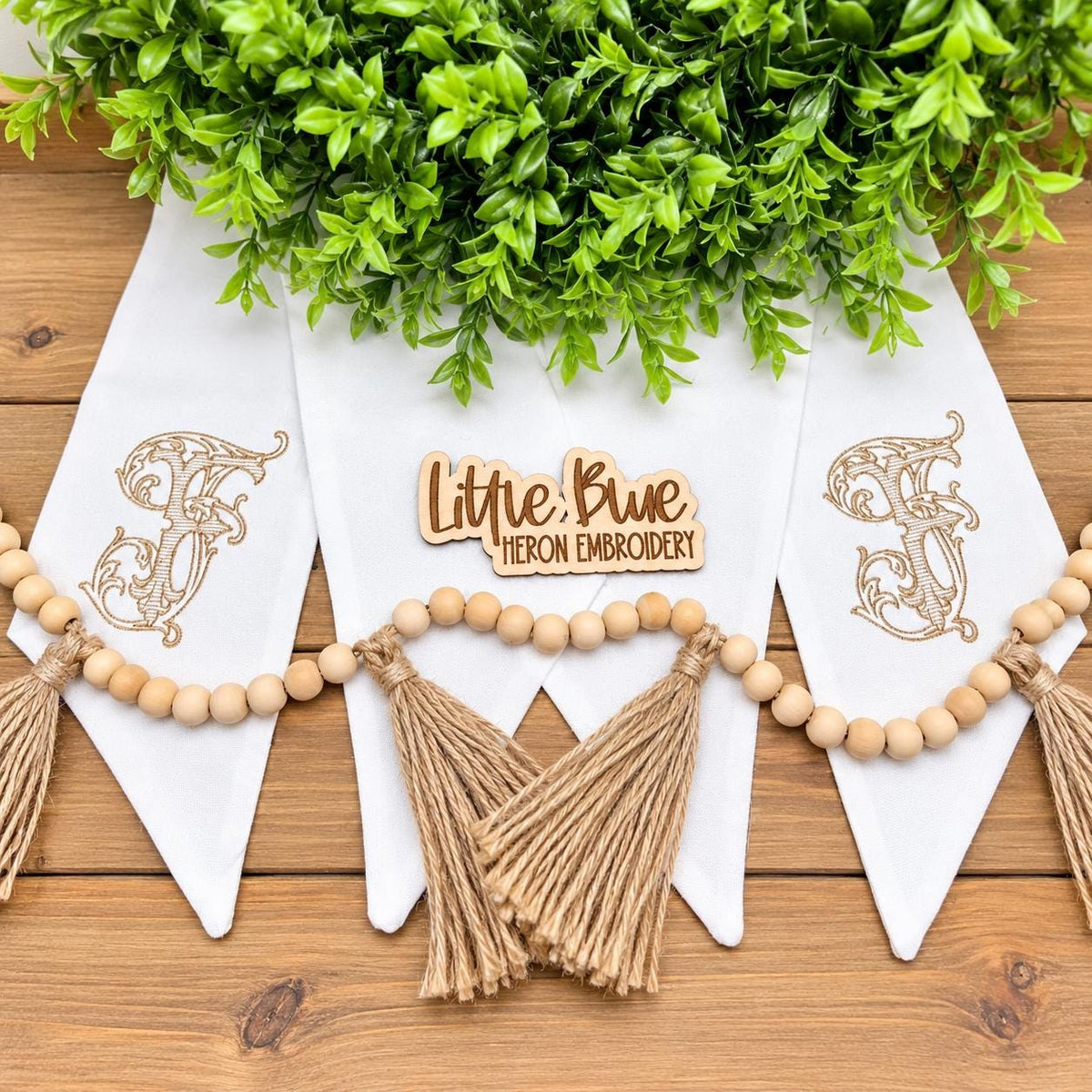 Wedding Monogram Wreath Sash