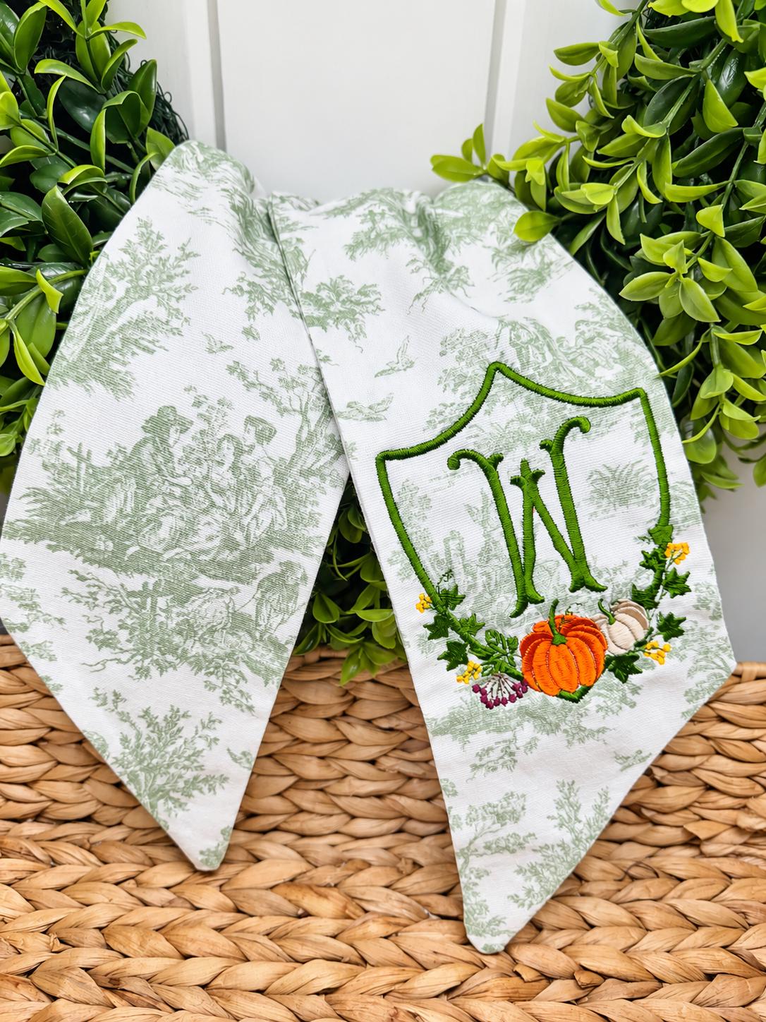 Fall Pumpkin Crest Wreath Sash